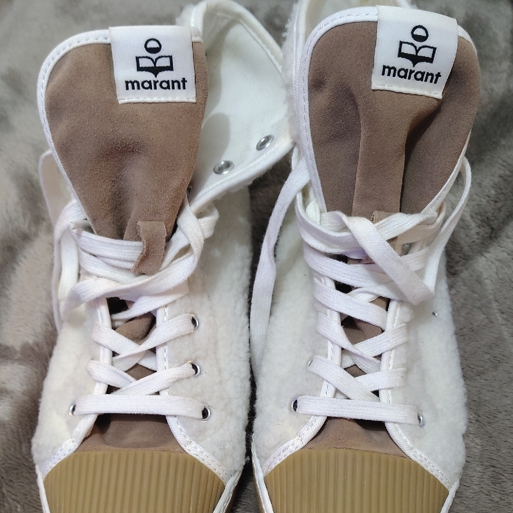 MOTHER White Tan High-Top Sneakers Classic Design
